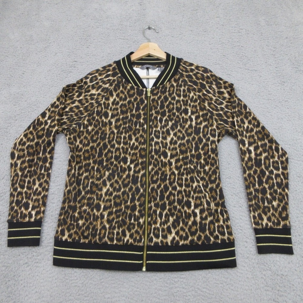 Lisa Rinna Animal Print Blazer Jacket Women M Black Brown Bold Glamour Mob Wives